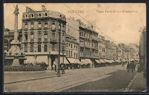 AK Verviers, Place Verte et rue Crapaurue