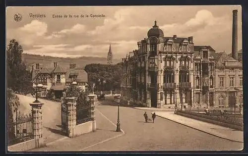 AK Verviers, Entrée de la rue de la Concorde, Strassenpartie