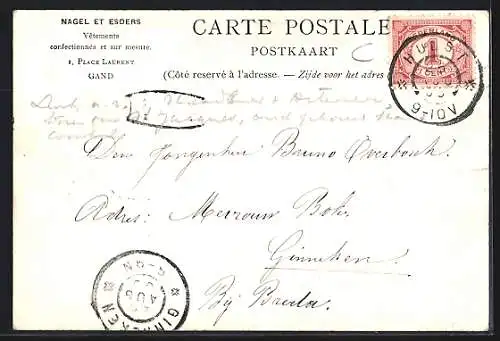 AK Gand, La Maison Nagel et Esders, Place Laurent, Coin des rues du Limbourg et du Hainaut