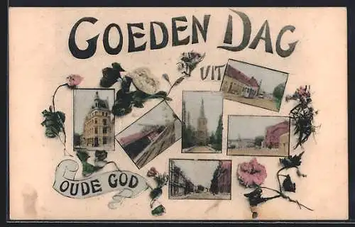 AK Mortsel, Oude God, Kirche, Bahnhof, Strassenpartie