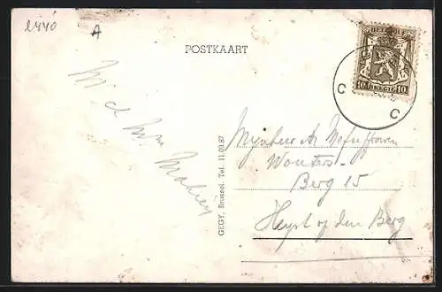 AK Geel, Panorama mit Kirche und Strassenpartie