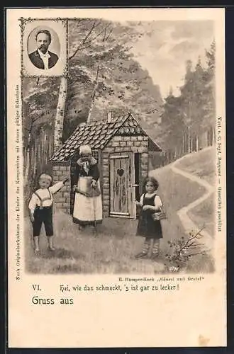 AK Hänsel und Gretel am Hexenhaus