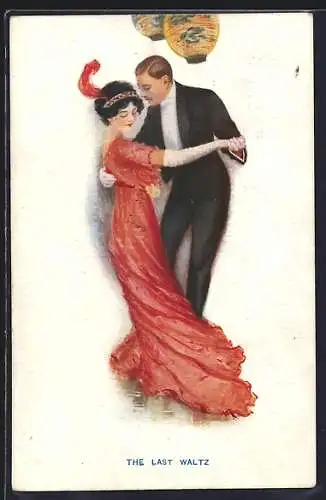 AK The Last Waltz, Elegantes Paar beim Tanz