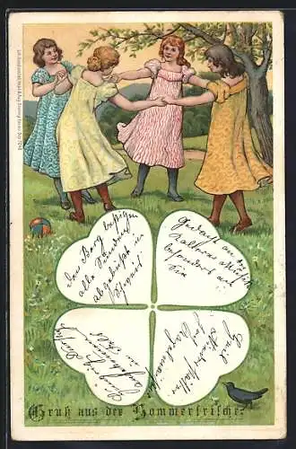 AK Mädchen tanzen Ringelreihen, Glücksklee