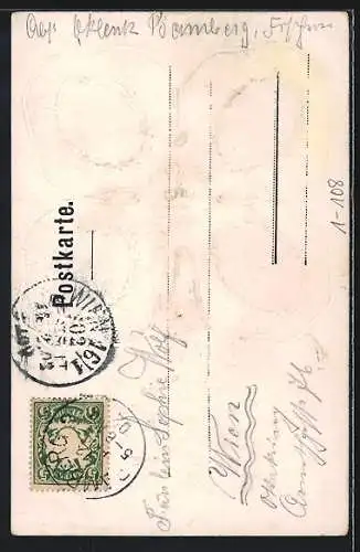 Präge-AK Prinzregent Luitpold, Prinz Ludwig und Kronprinz Rupprecht von Bayern, Glücksklee