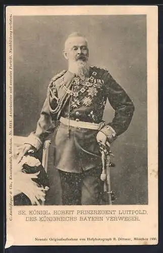 AK Prinzregent Luitpold in Uniform, des Königreichs Bayern Verweser