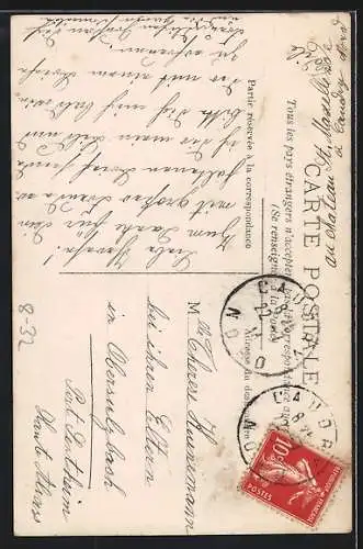 AK Dienstmädchen in Arbeitskleidung neben einem Stuhl