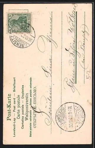 AK Rauchende Frauen verpesten die Frühlingsluft, Jugendstil