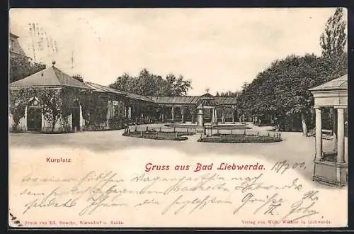 AK Bad Liebwerda, Partie am Kurplatz