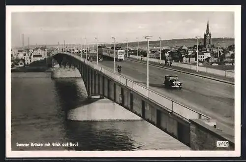 AK Bonn-Beuel, Strassenbahn auf der Bonner Brücke