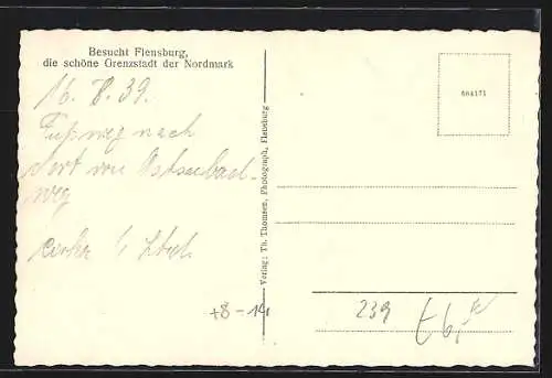 AK Flensburg, Strassenpartie am Deutsch-dänischen Grenzübergang