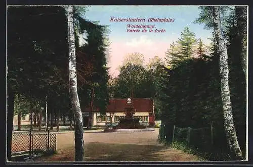 AK Kaiserslautern /Rheinpfalz, Brunnen am Waldeingang