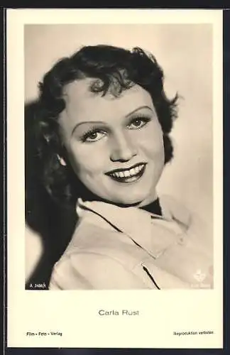 AK Schauspielerin Carla Rust, der Blick über die Schulter in die Kamera gerichtet