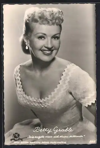 AK Schauspielerin Betty Grable aus dem Film Wie angelt man sich einen Millionär