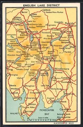 AK Millom, English Lake District, Landkarte