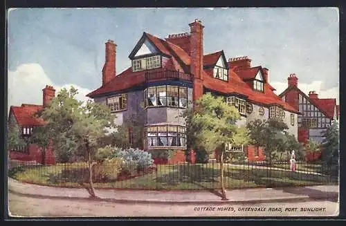 Künstler-AK Port Sunlight, Cottage homes, Greendale Road