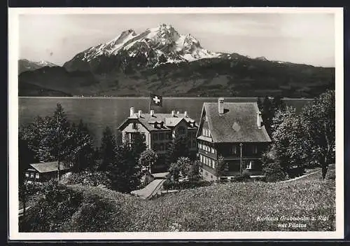 AK Vitznau, Kurhaus Grubisalm am Rigi mit Pilatus