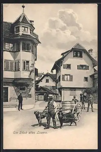 AK Luzern, Ortsansicht mit Hundegespann