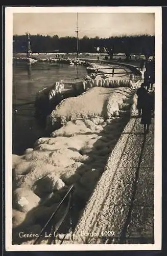 AK Genève, Le Lac gelé, Février 1929