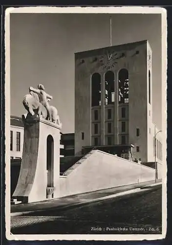 AK Zürich, Partie an der Pauluskirche, Unterstrasse
