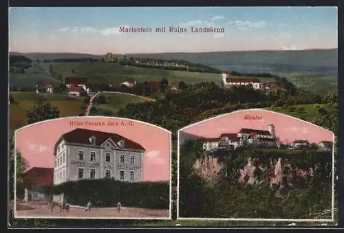 AK Mariastein, Hotel-Pension Jura AG, Kloster, Panorama mit Ruine Landskron