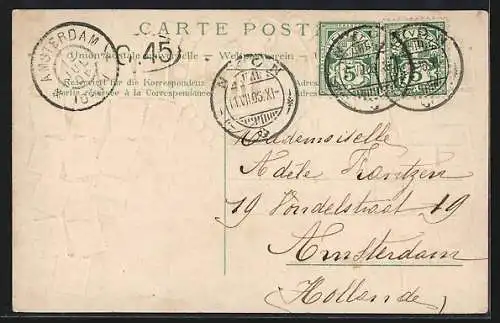AK Nyon, Uferpartie, Tell-Denkmal mit Briefmarken, Passepartout