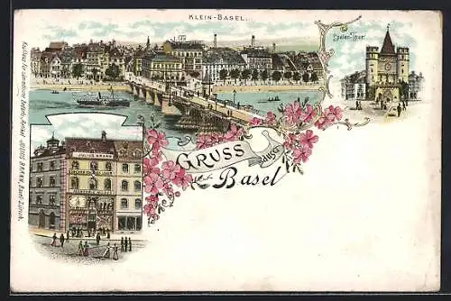 Lithographie Basel, Spalen-Thor, Geschäft Julius Brann, Klein-Basel