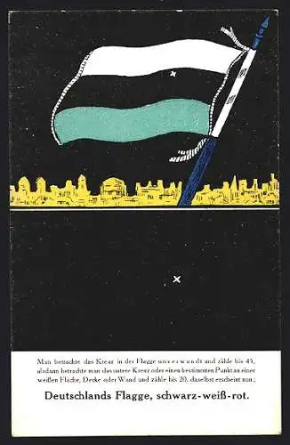 AK Deutschlands Flagge schwarz-weiss-rot, optische Täuschung