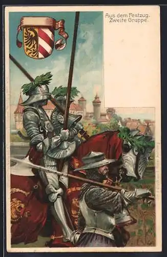 Lithographie Nürnberg, X. Deutsches Turnfest 1903, Zweite Gruppe im Festzug