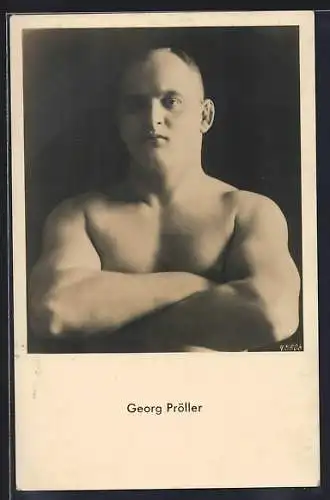 AK Kraftsportler Georg Pröller mit freiem Oberkörper