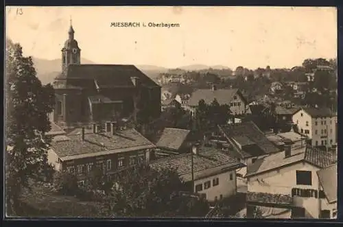 AK Miesbach i. Oberbayern, Teilansicht mit Kirche