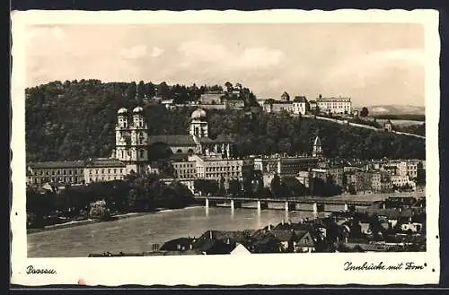 AK Passau, Innbrücke mit Dom