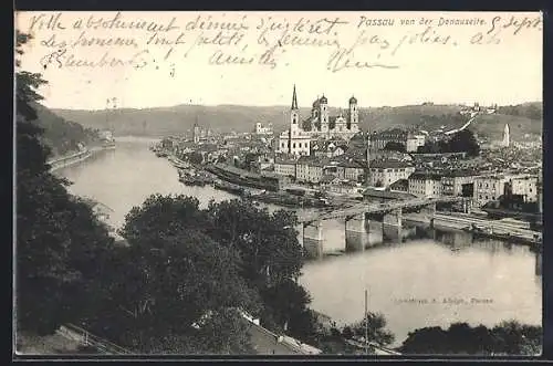 AK Passau, Gesamtansicht von der Donauseite aus