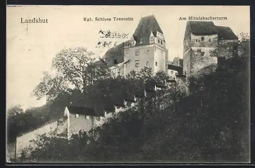 AK Landshut, Kgl. Schloss Trausnitz und Mittelsbacherturm