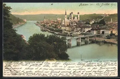 AK Passau, Gesamtansicht v. d. Ries