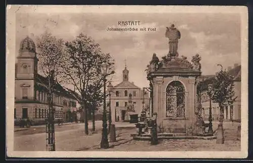 AK Rastatt, Johannesbrücke mit Post