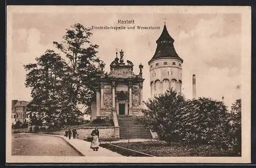 AK Rastatt, Einsiedlerkapelle und Wasserturm