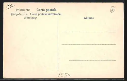 AK Rastatt, Kaiserstrasse und kath. Kirche