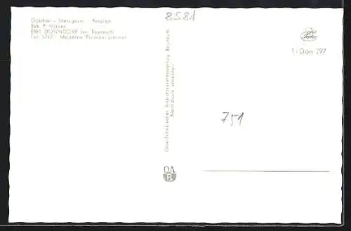 AK Donndorf bei Bayreuth, Mehrere Motive Schloss Fantasie, Gasthof Adler und Schlossteich