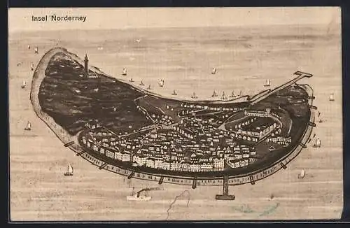 AK Norderney, Insel aus der Vogelschau