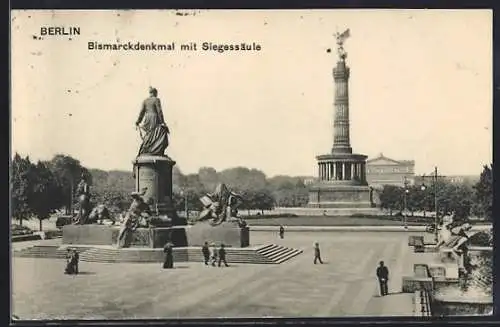 AK Berlin-Tiergarten, Bismarckdenkmal mit Siegessäule