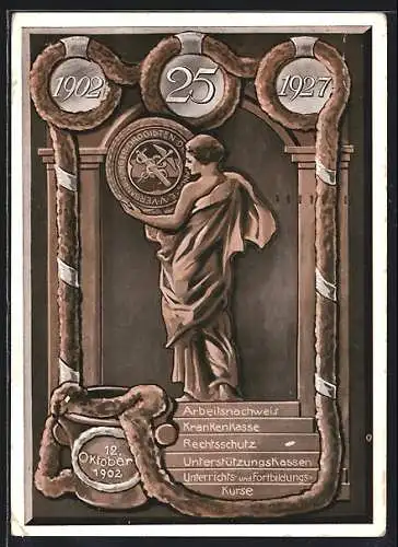 AK Jubiläumskarte des Verbandes junger Drogisten Deutschlands e.V., 1902-1927