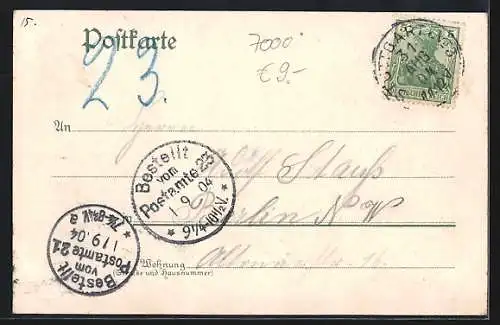 AK Stuttgart, Rothebühlstrasse mit Infanteriekaserne, Strassenbahn