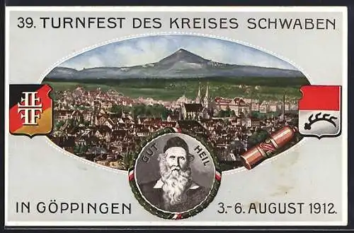 AK Göppingen, 39. Turnfest d. Kreises Schwaben 1912