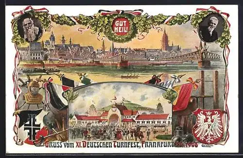 Künstler-AK Frankfurt / Main, XI. Deutschen Turnfest 1908, Wappen