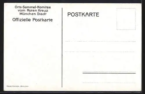 Künstler-AK W.I.: Verwundeter Soldat in Uniform, Rotes Kreuz