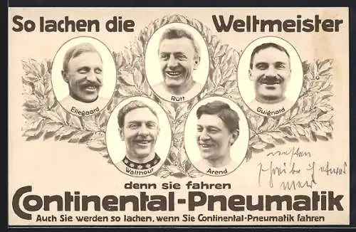AK So lachen die Weltmeister - denn sie fahren Continental-Pneumatik, Radsport