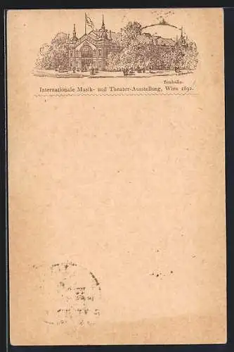 Vorläufer-Lithographie Wien, Internationale Musik- und Theaterausstellung 1892, Tonhalle