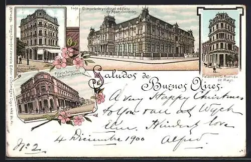 Lithographie Buenos Aires, Palacio en Avenida de Mayo, Placio Tarragone (Calle Bolivar Moreno)