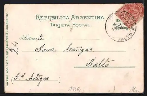 Lithographie Buenos Aires, La Bolsa, Hotel de emigracion, La Aduana